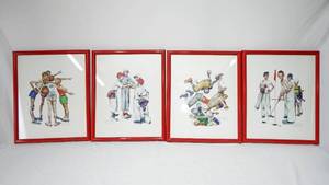 lot 3 image: Vintage Norman Rockwell Sporting Boys Framed Print Set