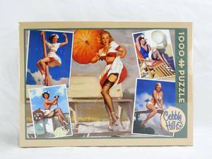 lot 41 image: Cobble Hill Gil Elvgren Seaside Attractions Pin Up 1000 Piece Sealed Puzzle