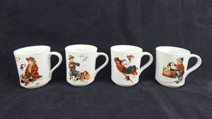 lot 148 image: Set of 4 Vintage 1984 Norman Rockwell A Boy and His Dog Series Ceramic Mugs