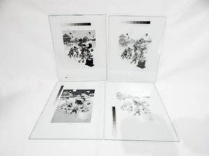 lot 98 image: Set of Vintage 1960 Lawson Wood Monkeys Xmas Bazaar Glass Color Separation Plates