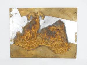 lot 165 image: Vintage Fred Sweney Stone Sheep Brass Embossing Plate