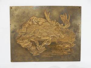 lot 171 image: Vintage Fred Sweney Moose Brass Embossing Plate
