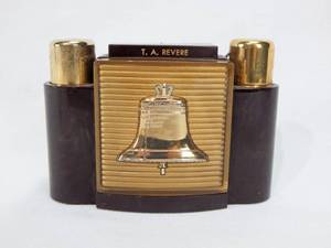 lot 173 image: Vintage 1950s Remembrance Line Liberty Bell Cigarette and Lighter Case