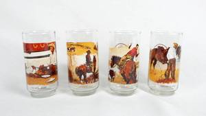lot 150 image: Set of 4 Vintage 1979 Tom Ryan Western Art Series Coca Cola Glasses