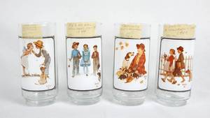 lot 151 image: Set of 4 Vintage Norman Rockwell Pepsi Product Sample Glasses