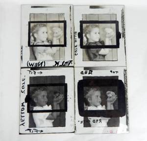 lot 121 image: Set of Vintage 1958 Cute Girl With Chick Photograph Glass Color Separation Plates