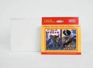 lot 182 image: Box of 12 Vintage 1998 Field and Stream Magazine Covers Tin and Playing Card Sets