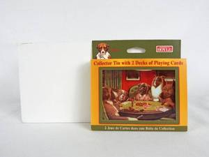 lot 184 image: Box of 12 Vintage 1998 Cassius Coolidge Poker Dogs Tin and Playing Card Sets