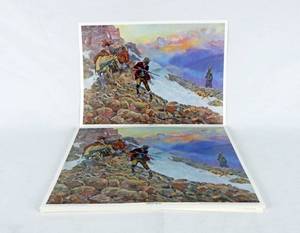 lot 208 image: Lot of 69 Vintage Charles M. Russell Whos Meat Prints