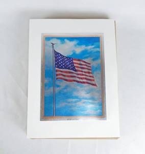 lot 195 image: Lot of 99 Vintage Old Glory Color Foil Etch American Flag Prints