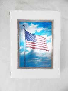 lot 192 image: Lot of 100 Vintage Old Glory Color Foil Etch American Flag Prints