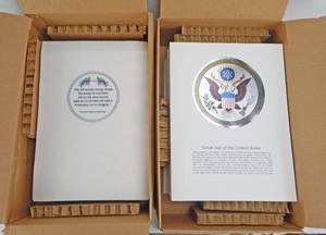 lot 191 image: Case of Vintage The Great Seal of the United States Embossed Foil Etch Prints and Print Cover Sheets