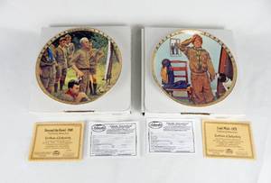 lot 212 image: Set of 2 Vintage Islandia International Norman Rockwell Boy Scout Limited Edition Plates