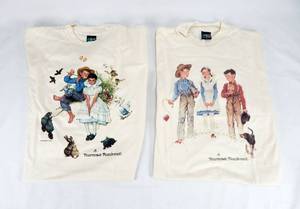lot 215 image: Set of 2 New Vintage Norman Rockwell Sweet Song So Young and Young Mans Fancy T-Shirts