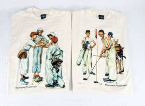 lot 216 image: Set of 2 New Vintage Norman Rockwell Sporting Boys Series T-Shirts