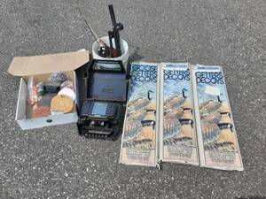lot 14 image: Hummingbird Fish Finder, Misc. Fishing Gear & 3-Goose Getter Decoys
