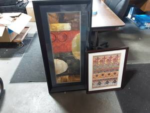 lot 24 image: 2-Framed Modern Art Prints 19x39, 18x22