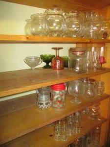 Lot of vintage clear and colored gl...