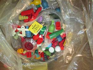 Lot of vintage game pieces, beads, ...