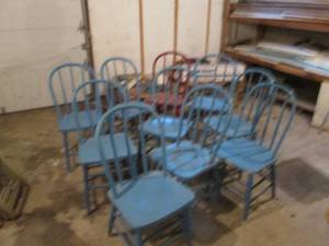 Large lot of antique wood chairs - ...