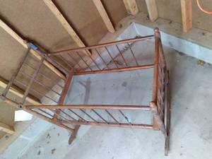 Vintage Wooden Rocking Baby Cradle....