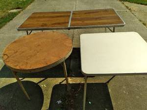 Lot of 3 metal Folding card tables...