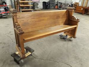 lot 369 image: Vintage Church Pew - Measures about 75 x 20 x 38 High