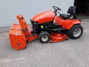 lot 350 image: Ariens Grand Sierra Garden Tractor - 22hp Kohler w Snowblower and Mowing Deck