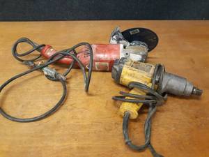 lot 417 image: DeWalt 34 110V Impact Wrench (Tested and Works) & 7 Milwaukee Angle Grinder (Not Working)