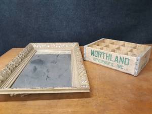 lot 442 image: Antique Frame w Mirror (32 x 20) & Northland Pop Crate