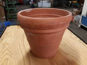 lot 443 image: Large Clay Pot - Measures about 18 diameter at the top and 16 high