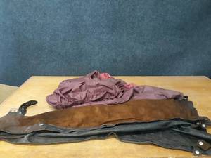 lot 450 image: Leather Motorcycle Chaps and Rain Suit (X-Large)