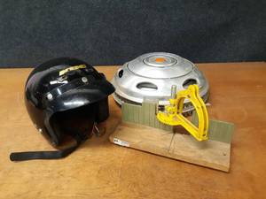 lot 451 image: Motorcycle Helmet, Miter Box and Hubcaps