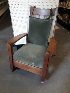 lot 459 image: Solid Wood Rocking Chair w Pads