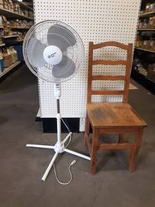 lot 534 image: Fan and Vintage Wood Chair
