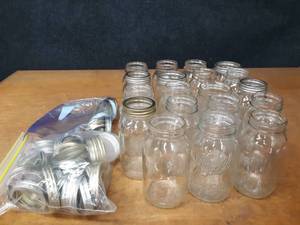 lot 546 image: Lot of (19) Quart Ball & Kerr Mason Canning Jars  Rings