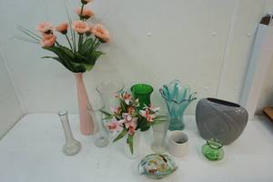 Vases, flowers, cups