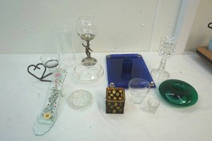 Candle holders, glasses