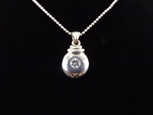 lot 10 image: .925 Sterling Silver Crystal Zirconia Solitaire Pendant Necklace