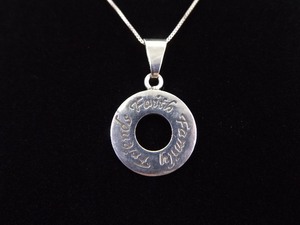 lot 14 image: .925 Sterling Silver FAMILY FRIENDS FAITH Pendant Necklace