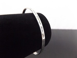 lot 24 image: .925 Sterling Silver Bravery Strength Intelligence Inspirational Open Cuff Bracelet