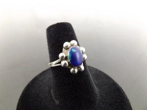 lot 31 image: .925 Sterling Silver Blue Azurite Cabochon Ring Size 6.5