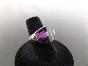 lot 34 image: .925 Sterling Silver Step Faceted Amethyst Ring Size 6.5