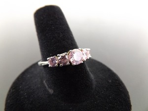 lot 41 image: .925 Sterling Silver Pink Sapphire Crystal Ring Size 8.5