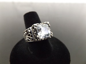 lot 50 image: .925 Sterling Silver SILPADA Princess Cut Crystal Zirconia Ring Size 8