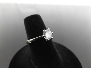 lot 53 image: .925 Sterling Silver Crystal Zirconia Solitaire Ring Size 5.5