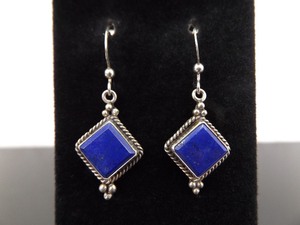 lot 61 image: .925 Sterling Silver Lapis Lazuli Dangle Hook Earrings