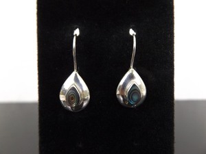 lot 66 image: .925 Sterling Silver Blue Abalone Hook Earrings