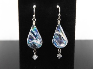 lot 69 image: .925 Sterling Silver Dichroic Glass Dangle Hook Earrings