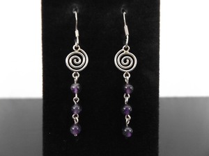 lot 73 image: .925 Sterling Silver Amethyst Bead Dangle Hook Earrings
